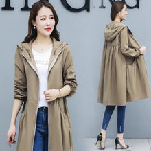 Load image into Gallery viewer, Long Thin Trench Coat 2019 Spring Autumn Hooded Casual Outerwear