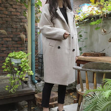 Load image into Gallery viewer, Thin Wool Blend Coat Women Long Sleeve Turn-down Collar Outwear Jacket Casual Autumn Winter Elegant Overcoat