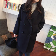 Load image into Gallery viewer, Thin Wool Blend Coat Women Long Sleeve Turn-down Collar Outwear Jacket Casual Autumn Winter Elegant Overcoat