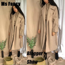 Load image into Gallery viewer, Winter Fashion Coats Women Wool Coat Lazy Oaf Long Chunky Coat Warm Western Style Loose Coat Lace-up