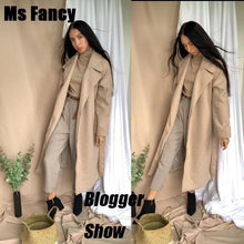 Load image into Gallery viewer, Winter Fashion Coats Women Wool Coat Lazy Oaf Long Chunky Coat Warm Western Style Loose Coat Lace-up