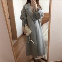 Load image into Gallery viewer, Winter Fashion Coats Women Wool Coat Lazy Oaf Long Chunky Coat Warm Western Style Loose Coat Lace-up