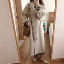 Load image into Gallery viewer, Winter Fashion Coats Women Wool Coat Lazy Oaf Long Chunky Coat Warm Western Style Loose Coat Lace-up