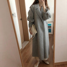 Load image into Gallery viewer, Winter Fashion Coats Women Wool Coat Lazy Oaf Long Chunky Coat Warm Western Style Loose Coat Lace-up
