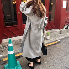 Load image into Gallery viewer, Winter Fashion Coats Women Wool Coat Lazy Oaf Long Chunky Coat Warm Western Style Loose Coat Lace-up