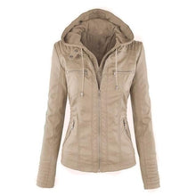 Load image into Gallery viewer, Gothic Faux Leather Jacket Women Hoodies Winter Autumn Motorcycle Jacket Black