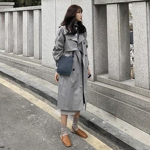 2019 Korean Trench Coat Women Loose Oversize Long Coat Fall Female Windbreaker Double Breasted