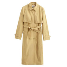 Load image into Gallery viewer, 2019 Spring Autumn England Retro Style Turn Down Collar Show Waist With Belt Women Long Trench Coat