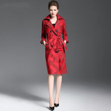 Load image into Gallery viewer, Women&#39;s Quality Trench Overcoat Spring Autumn Long Plaid Pattern Belt Button Waist Slim Coat
