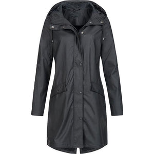 Women Long Sleeve Hooded Raincoat Windbreaker Hiking Ladies Casual Solid Color Outdoor Waterproof Trench Coats