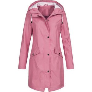 Women Long Sleeve Hooded Raincoat Windbreaker Hiking Ladies Casual Solid Color Outdoor Waterproof Trench Coats