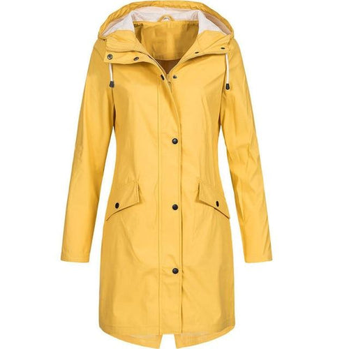 Women Long Sleeve Hooded Raincoat Windbreaker Hiking Ladies Casual Solid Color Outdoor Waterproof Trench Coats