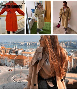 Russian Design Long Trench Coats Oversized Elegant Ladies Windbreaker Raincoats