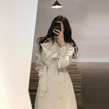 Load image into Gallery viewer, 2019 Woman Autumn White Double-breasted Trench Coat British Chic Chalaza Long Loose Coat