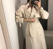 Load image into Gallery viewer, 2019 Woman Autumn White Double-breasted Trench Coat British Chic Chalaza Long Loose Coat