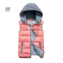 Load image into Gallery viewer, Women&#39;s Cotton Wool Collar Hooded Down Vest Removable Hat Winter Warm Jacket
