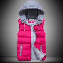 Load image into Gallery viewer, Women&#39;s Cotton Wool Collar Hooded Down Vest Removable Hat Winter Warm Jacket