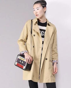 British Style Women Long Trench Coat Double-Breasted Cotton Outerwear Coats Ladies Casual