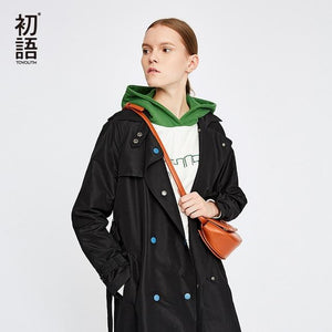 Autumn Slid Elegant Women Long Trench Coat Casaco Feminino Overcoat