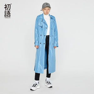 Autumn Slid Elegant Women Long Trench Coat Casaco Feminino Overcoat