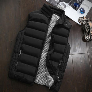 Casual Vest Men Autumn Winter Jackets Thick Vests Sleeveless Coats Warm Cotton-Padded Waistcoat