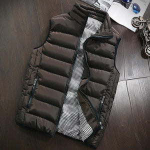 Casual Vest Men Autumn Winter Jackets Thick Vests Sleeveless Coats Warm Cotton-Padded Waistcoat