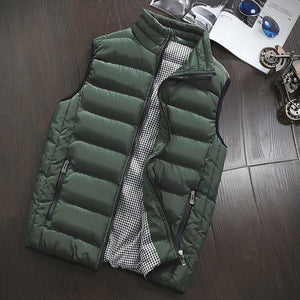 Casual Vest Men Autumn Winter Jackets Thick Vests Sleeveless Coats Warm Cotton-Padded Waistcoat