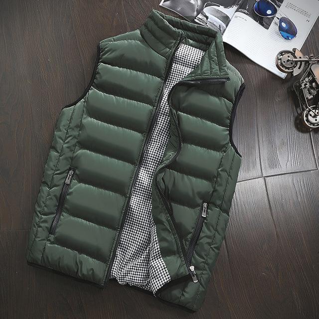 Casual Vest Men Autumn Winter Jackets Thick Vests Sleeveless Coats Warm Cotton-Padded Waistcoat