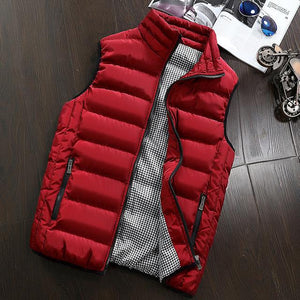 Casual Vest Men Autumn Winter Jackets Thick Vests Sleeveless Coats Warm Cotton-Padded Waistcoat