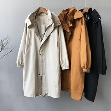 Load image into Gallery viewer, Autumn Woman Coat Hooded Single Breasted Slim Padded Windbreaker Long Chic Korean Overcoat