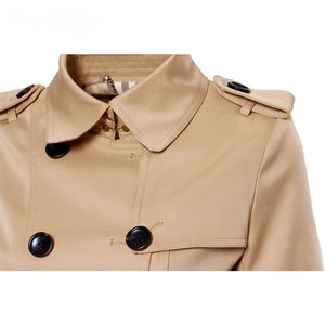 2018 Classic Double Breasted Women's Trench Coat Street Adjustable Waist Turn-Down Collar Long Outerwear