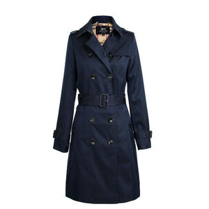 2018 Classic Double Breasted Women's Trench Coat Street Adjustable Waist Turn-Down Collar Long Outerwear