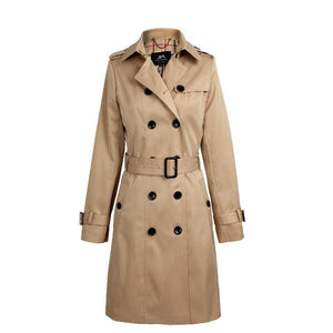 2018 Classic Double Breasted Women's Trench Coat Street Adjustable Waist Turn-Down Collar Long Outerwear