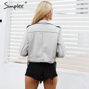 2017 Leather Suede Faux Leather Jacket Women Zipper Belt Moto Jacket Cool Streetwear Ladies' Leather Jackets Winter Coat