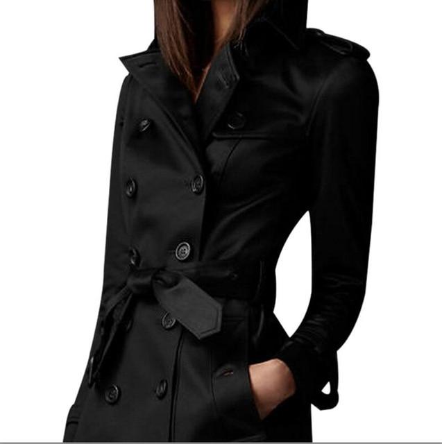 Women Spring Autumn Trench Coat Casual Long Sleeve Slim Double Breasted Female Clothes Long Trench Windbreaker