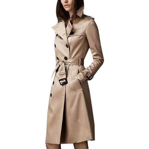 Women Spring Autumn Trench Coat Casual Long Sleeve Slim Double Breasted Female Clothes Long Trench Windbreaker