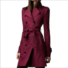 Load image into Gallery viewer, Women Spring Autumn Trench Coat Casual Long Sleeve Slim Double Breasted Female Clothes Long Trench Windbreaker