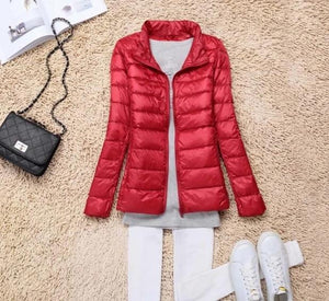 White Duck Down Ultra Light Jackets Women Autumn Winter Down Jacket Coat Female Zip Pocket Parkas