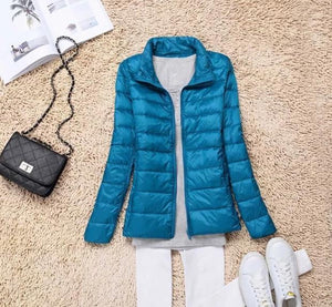 White Duck Down Ultra Light Jackets Women Autumn Winter Down Jacket Coat Female Zip Pocket Parkas