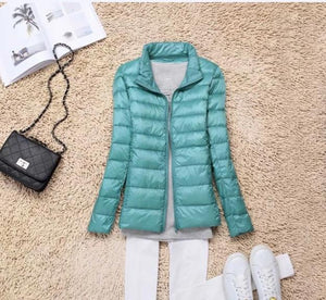 White Duck Down Ultra Light Jackets Women Autumn Winter Down Jacket Coat Female Zip Pocket Parkas