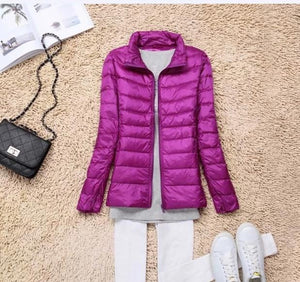 White Duck Down Ultra Light Jackets Women Autumn Winter Down Jacket Coat Female Zip Pocket Parkas