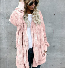 Load image into Gallery viewer, Faux Fur Teddy Bear Coat Jacket Women Fashion Open Stitch Winter Hooded Coat