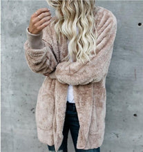 Load image into Gallery viewer, Faux Fur Teddy Bear Coat Jacket Women Fashion Open Stitch Winter Hooded Coat