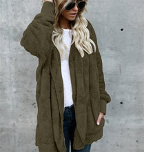 Load image into Gallery viewer, Faux Fur Teddy Bear Coat Jacket Women Fashion Open Stitch Winter Hooded Coat