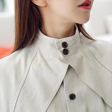 Load image into Gallery viewer, Autumn Winter Trench Coat For Women Stand Collar High Waist Lace Up Women&#39;s Windbreakers
