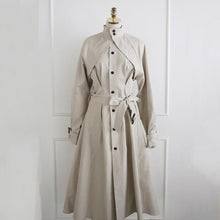 Load image into Gallery viewer, Autumn Winter Trench Coat For Women Stand Collar High Waist Lace Up Women&#39;s Windbreakers