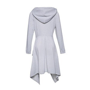 Trench Coat Women Winter Thicken Fleece Warm Goth Asymmetric Long Overcoat Hooded Street Casual Outerwear