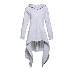 Trench Coat Women Winter Thicken Fleece Warm Goth Asymmetric Long Overcoat Hooded Street Casual Outerwear