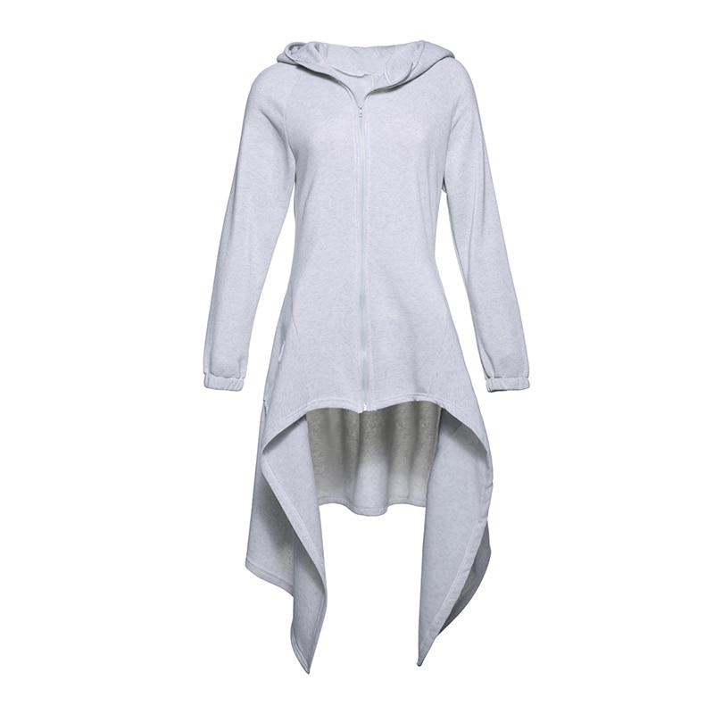 Trench Coat Women Winter Thicken Fleece Warm Goth Asymmetric Long Overcoat Hooded Street Casual Outerwear
