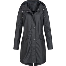 Load image into Gallery viewer, Women Long Sleeve Hooded Raincoat Windbreaker Ladies Casual Solid Outdoor Waterproof Trench Coats